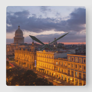 Reloj Cuadrado Cityscape at sunset, Havana, Cuba