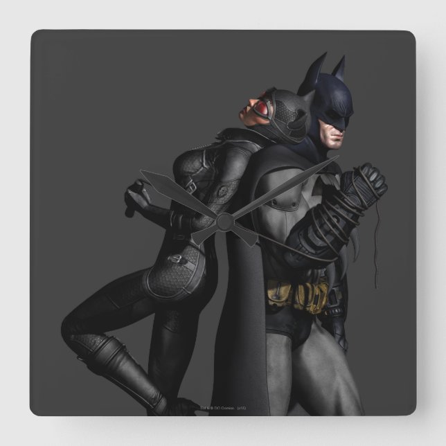 Reloj Cuadrado Ciudad Batman Arkham | Batman y Catwoman (Anverso)