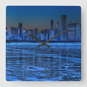 Reloj Cuadrado Ciudad de hombros amplios y del lago Michigan