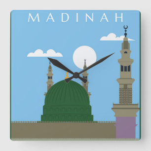 Reloj Cuadrado Ciudad de Madinah con Masjid e Nawabi