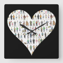 Reloj Cuadrado Ciudadanos de Nueva York con corazón negro