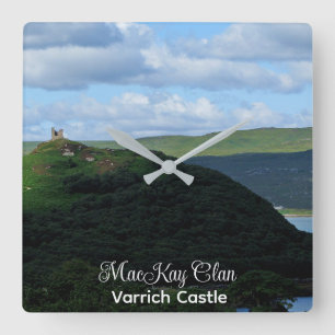 Reloj Cuadrado Clan del castillo de Varrich escocés MacKay McKay