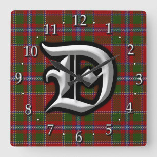 Reloj Cuadrado Clan Drummond Letter D Monogram Tartan