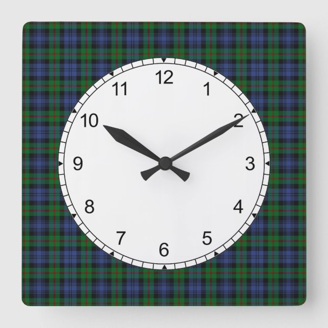 Reloj Cuadrado Clan Murray Tartan Wall Clock (Anverso)
