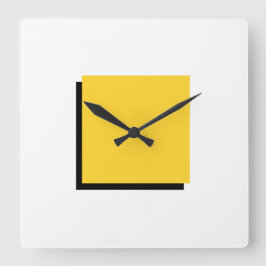 Reloj Cuadrado Clásico Bauhaus Diseño Amarillo