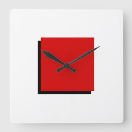 Reloj Cuadrado Clásico Bauhaus Diseño Rojo