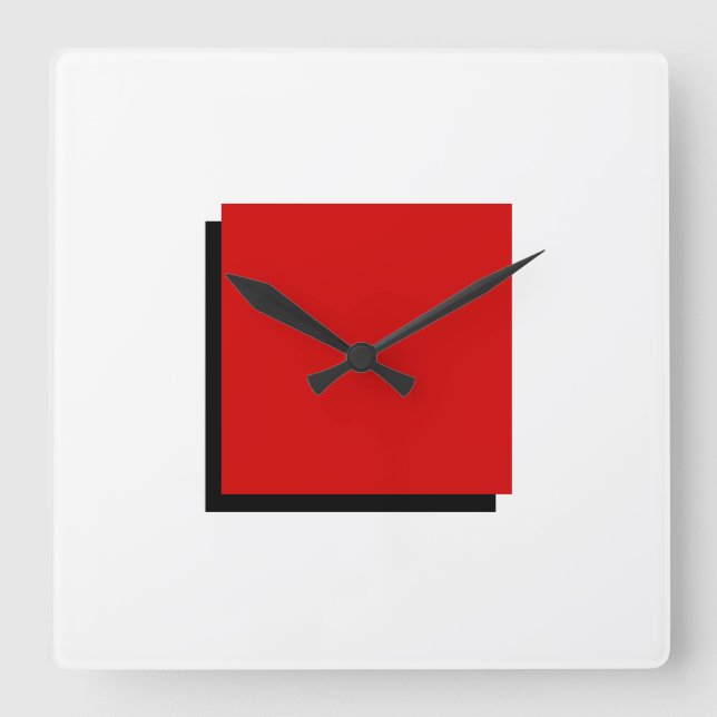 Reloj Cuadrado Clásico Bauhaus Diseño Rojo (Anverso)