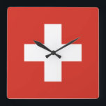 Reloj Cuadrado Clásico de Suiza<br><div class="desc">Bandera de Suiza</div>