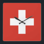 Reloj Cuadrado Clásico de Suiza<br><div class="desc">Bandera de Suiza</div>