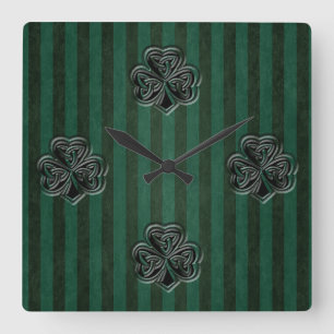Reloj Cuadrado Clásico grunge irlandés afortunado shamrock