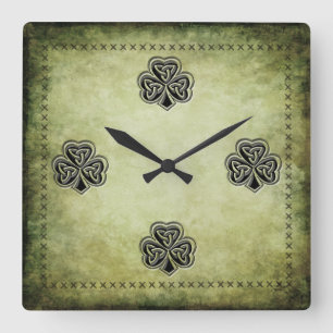 Reloj Cuadrado Clásico grunge irlandés afortunado shamrock