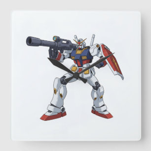 Reloj Cuadrado Clásico Retro RX-78-2 Gundam Mecha Anime Ilustraci