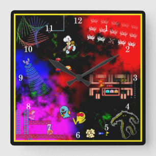 Reloj Cuadrado Classic Arcade Junkie Wall Clock