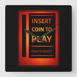 Reloj Cuadrado Classic Coin-Op Arcade Wall Clock | Gamer Decor