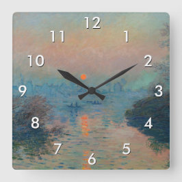 Reloj Cuadrado Claude Monet - Atardecer en el Sena en Lavacourt