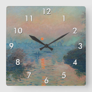 Reloj Cuadrado Claude Monet - Atardecer en el Sena en Lavacourt