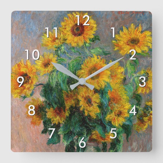 Reloj Cuadrado Claude Monet - Bouquet de girasoles (Anverso)