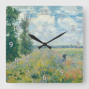 Reloj Cuadrado Claude Monet - Campos de amapolas cerca de Argente