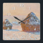 Reloj Cuadrado Claude Monet - Causas de nieve, efecto Nieve, maña<br><div class="desc">Casos de rueda,  efecto Nieve,  Morning / Meules,  effet de neige,  le matin - Claude Monet,  Oil on Canvas,  1891</div>