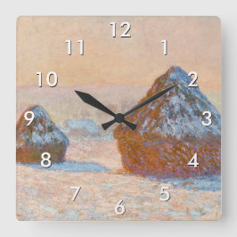 Reloj Cuadrado Claude Monet - Causas de nieve, efecto Nieve, maña