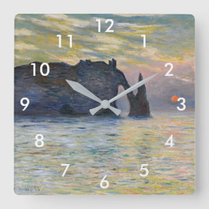 Reloj Cuadrado Claude Monet - El acantilado, Etretat, puesta de s
