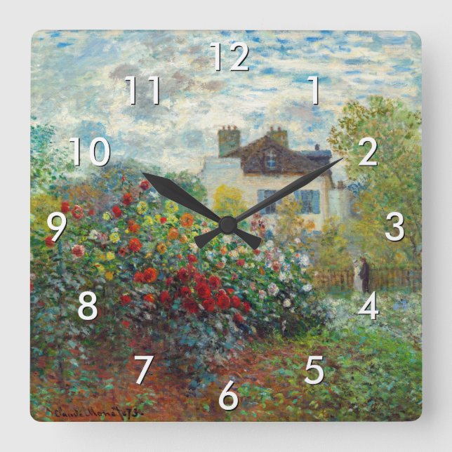 Reloj Cuadrado Claude Monet - El jardín del artista en Argentina (Anverso)
