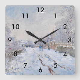 Reloj Cuadrado Claude Monet - Escena de nieve en Argentina