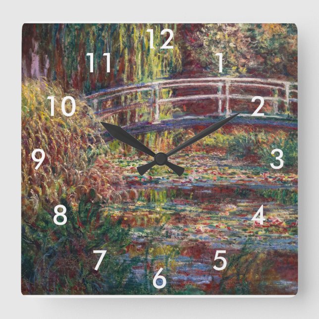 Reloj Cuadrado Claude Monet - estanque de Lily del Agua, Armonía  (Anverso)