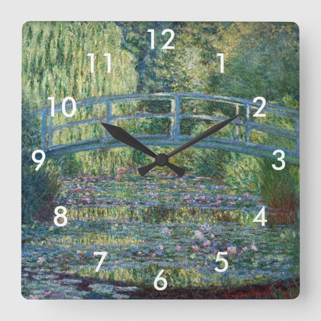 Reloj Cuadrado Claude Monet - estanque de Lily del Agua, Armonía  (Anverso)