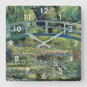 Reloj Cuadrado Claude Monet - Estanque de nenúfares y puente japo