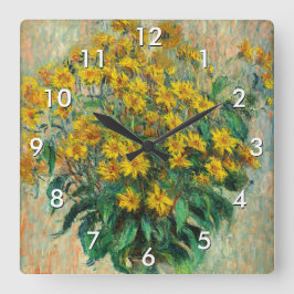 Reloj Cuadrado Claude Monet - Flores de alcachofa de Jerusalén