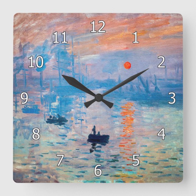 Reloj Cuadrado Claude Monet - Impresión, amanecer (Anverso)