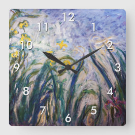 Reloj Cuadrado Claude Monet - Irlandeses amarillos y morados