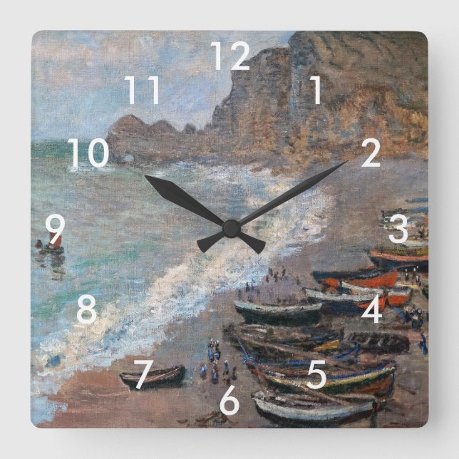 Reloj Cuadrado Claude Monet - La playa de Etretat (Anverso)