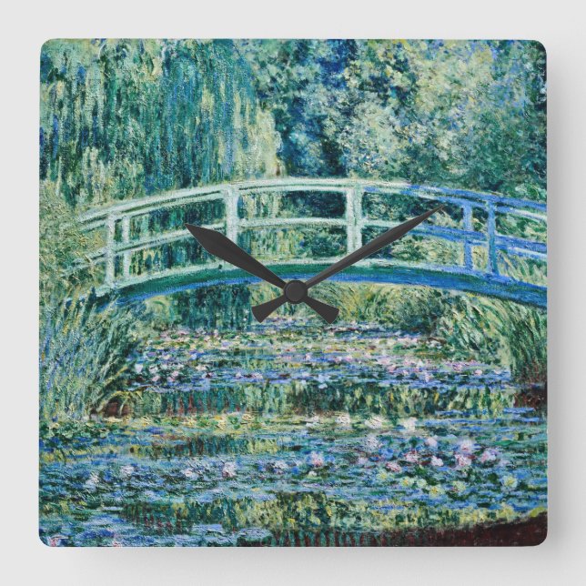 Reloj Cuadrado Claude Monet - Lilis De Agua Y Puente Japonés (Anverso)
