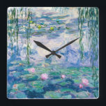 Reloj Cuadrado CLAUDE MONET - LÍNEAS de agua<br><div class="desc">CLAUDE MONET - Aceite sobre lirios de agua sobre lienzo; reproducción</div>