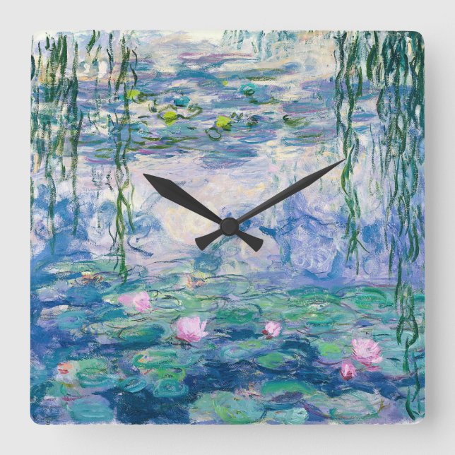 Reloj Cuadrado CLAUDE MONET - LÍNEAS de agua (Anverso)