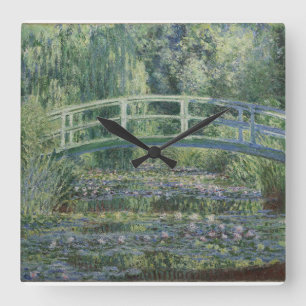 Reloj Cuadrado Claude Monet - Nieves Y Puente Japonés