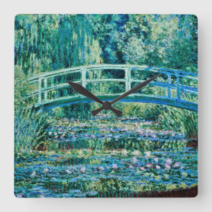 Reloj Cuadrado Claude Monet - Nieves Y Puente Japonés
