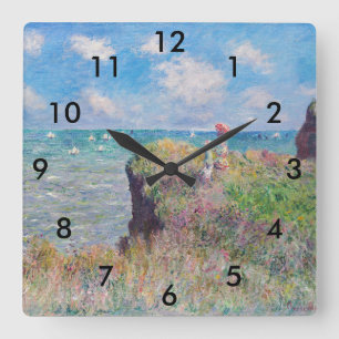 Reloj Cuadrado Claude Monet - Paseo por el acantilado en Pourvill