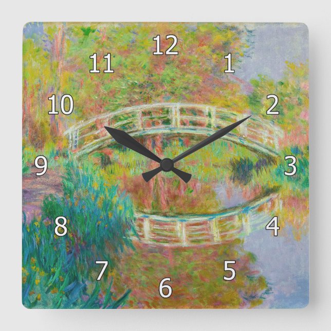 Reloj Cuadrado Claude Monet - Puente de futbol japonés, Giverny (Anverso)