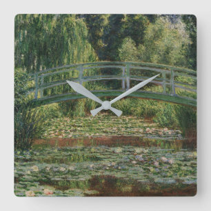 Reloj Cuadrado Claude Monet, puente japonés de fútbol y piscina d