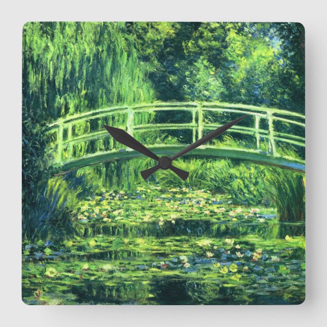 Reloj Cuadrado Claude Monet: Puente sobre una charca de los (Anverso)