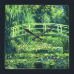 Reloj Cuadrado Claude Monet: Puente sobre una charca de los<br><div class="desc">Otro reloj clásico hermoso que ofrece un puente sobre una charca de los lirios de agua,  pintada por el pintor impresionista francés Claude Monet.</div>