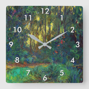Reloj Cuadrado Claude Monet - Rincón de un estanque con nenúfares