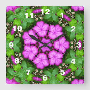 Reloj Cuadrado Clemátide Kaleidoscopio