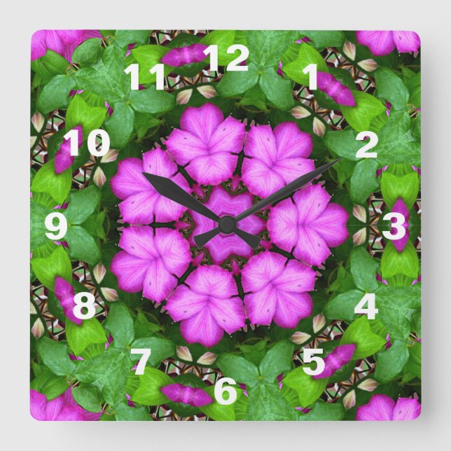 Reloj Cuadrado Clemátide Kaleidoscopio (Anverso)