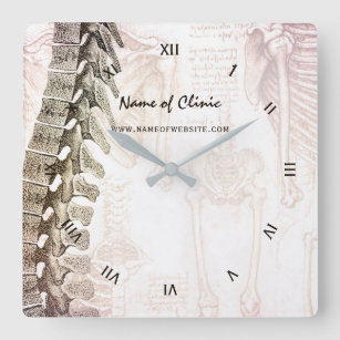 Reloj Cuadrado Clínica de Quiropráctico de columna vertebral anat