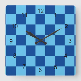 Reloj Cuadrado Clock - Blue Checkerboard