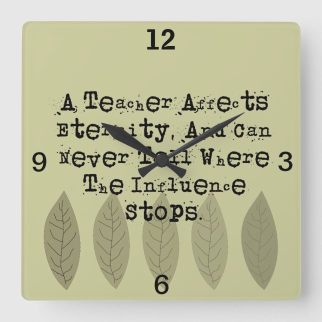 Reloj Cuadrado Clock de educador jubilado Henry Adams cita (Anverso)